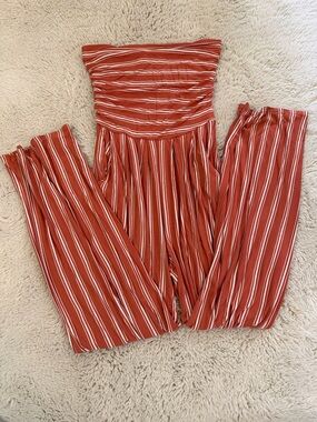 Striped Strapless Jumpsuit